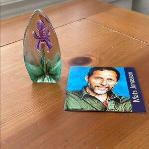 Mats Jonasson Purple Iris Glass Sculpture